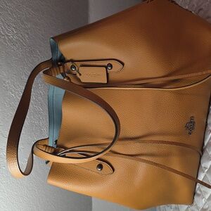 Coach Brown Leather Tote Bag Size: about 15" x 12"